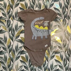 Brown Dinosaur Baby Onesie